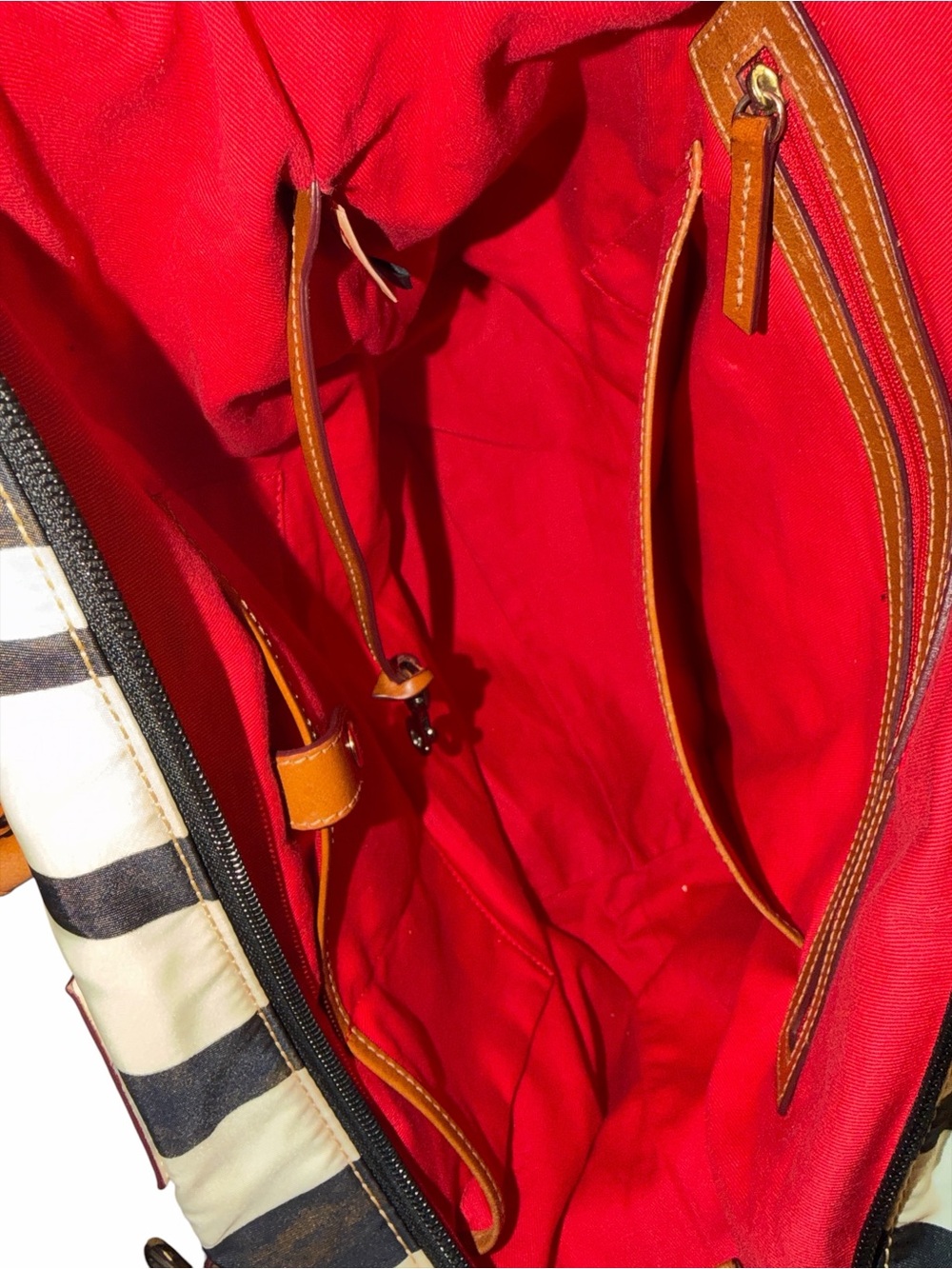 Dooney & Bourke Zebra Print Nylon Shopper Tote Bag Red Lining - Picture 4 of 5